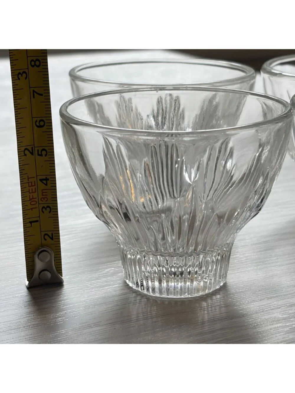 Indiana Glass Set 4 Vintage Art Deco Sunburst Rocks Clear Glasses Barware Retro